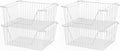 SANNO Stackable Wire Baskets for Organizing Pantry Storage and Organization Metal Bins Fruit Vegetable Organization Pantry Cabinet Metal Bin for Kitchen Counter Bathroom Shelves Storage，White,4