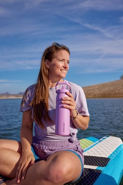 STANLEY IceFlow Flip Straw 2.0 Water Bottle 16 OZ | Built-In Straw with Larger Opening | Lightweight & Leak-Resistant | Insulated Stainless Steel | BPA-Free | Black 2.0