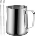 Milk Frothing Pitcher, 350ml/600ml (12oz/20oz) Milk Frother Cup Stainless Steel Jug Steaming Pitcher, Milk Coffee Cappuccino Latte Art Barista Steam Pitchers Milk Jug Cup with 2Pcs Decorating Pen