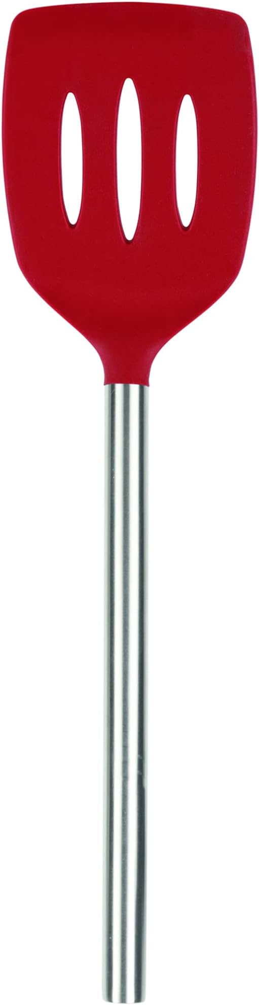 Tovolo Silicone Slotted Turner With Stainless Steel Handle, Pancake Spatula, Scratch-Resistant Kitchen Utensil for Nonstick Cookware & Cast Iron Skillets, 1 Count