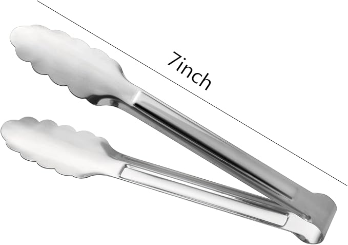 Serving Tongs, Stainless Steel Kitchen Cooking Food Buffet Mini Salad Appetizer Tong Small 6 Pack 7 Inch
