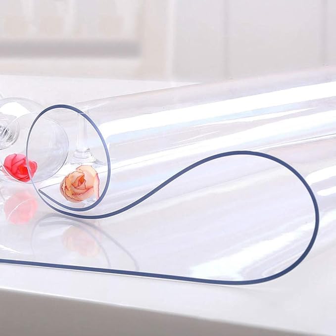NECAUX Custom Multisize 1.5mm Thick Clear PVC Table Cover Protector - 36 x 66 Inch Table Pads for Dining Room Table Rectangular Vinyl Non-Slip Desk Pad for Coffee Table/Writing Desk