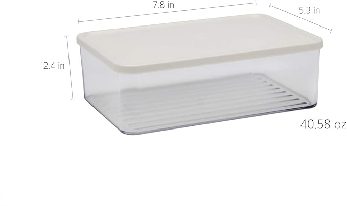 Silicook Flat Plastic Box for Kitchen for Kitchen&Refrigerator Organization, Transparent Food Storage Container for Kitchen, Fridge, Freezer (5 x 600ml)