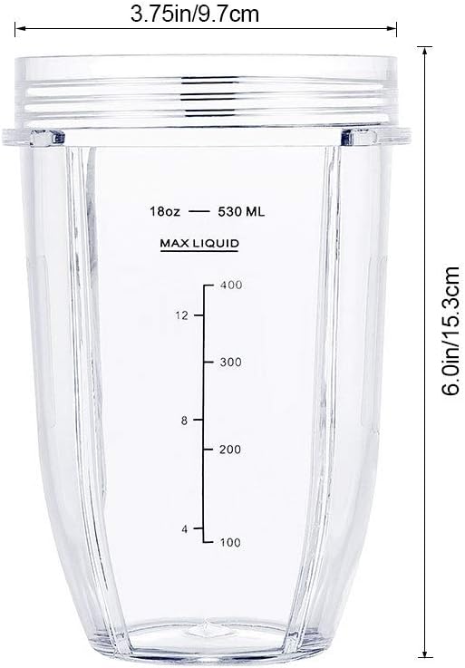 Blender Cups Fit for Ninja, Replacement Parts 18OZ Cups with Sip & Seal Lids, Blender Accessories Compatible with Nutri Ninja Auto IQ Series BL480 BL481 BL482 BL490 BL640 BL680 BL450 BL482(2 Pack)