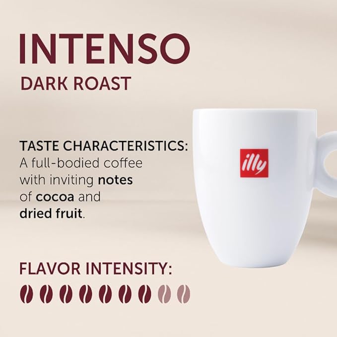 Illy Intenso Ground Drip Coffee, Bold Roast, Intense, Robust And Full Flavored With Notes Of Deep Cocoa, 100% Arabica Coffee, No Preservatives, 8.8oz (Pack Of 1)