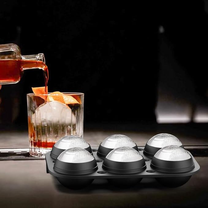 ROTTAY Ice Cube Trays (Set of 4), Sphere Ice Ball Maker with Lid & Large Square Ice Cube Maker for Whiskey, Cocktails and Homemade, Keep Drinks Chilled