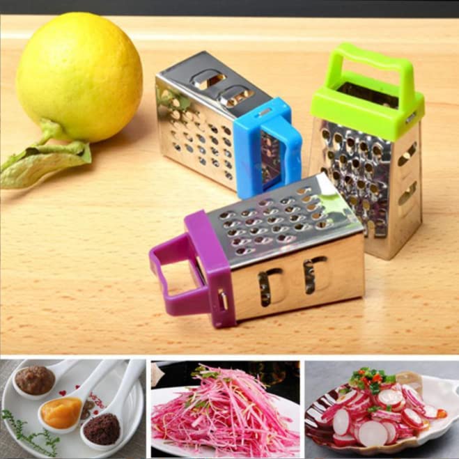 Mini Grater, Stainless Steel Cheese Ginger Vegetable Spices Small Grater for Kitchen (Blue)
