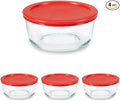 Pyrex Simply Store Glass Food Storage Container, Snug Fit Non-Toxic Plastic BPA-Free Lids, Freezer Dishwasher Microwave Safe, 4 Cup (Pack of 4)
