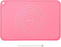 Silicone Pastry Mat 24"*16" Extra Thick Non Stick Baking Mat Food Grade Silicone Dough Rolling Bake Mat with Edge Heightening Pink