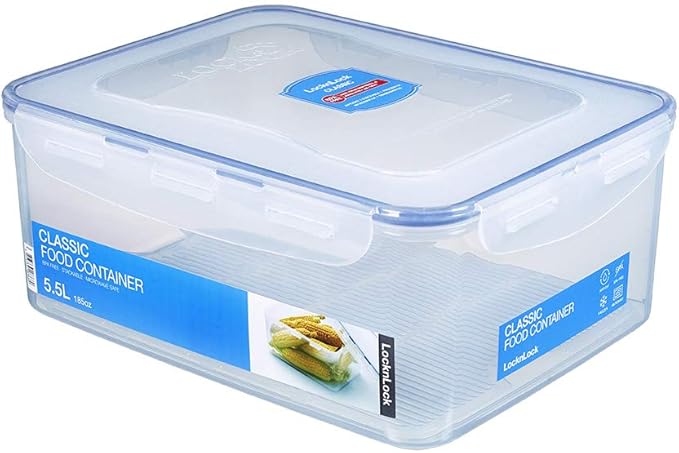 LocknLock Easy Essentials Food Storage lids/Airtight containers, BPA Free, Rectangle-186 oz-for Flour & Sugar, Clear