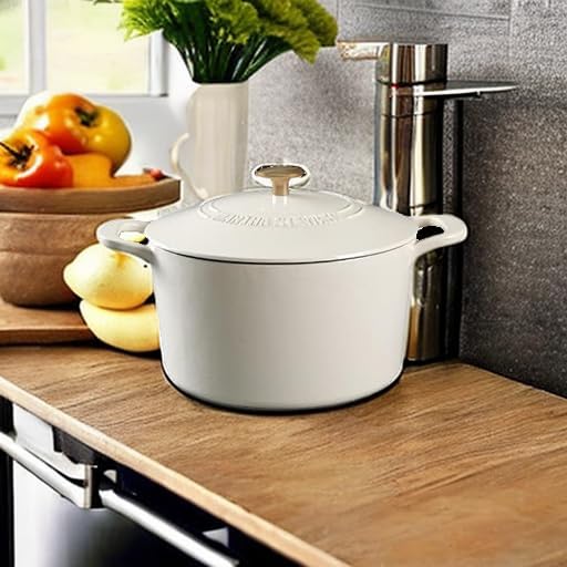 MARTHA STEWART Gatwick 7-Quart Enamel Cast Iron Dutch Oven – Martha Blue – Heavy-Duty Dutch Oven for Slow Cooking, Braising & Baking