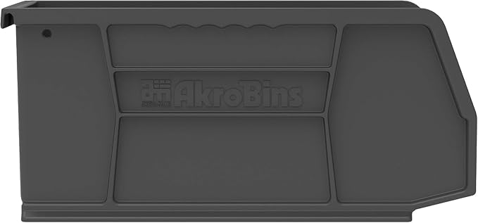 Akro-Mils 30230 AkroBins Plastic Storage Bins, Space-Saving Stackable Bins for Garage, Pantry, Craft Organization, 11-" x 5-" x 5-", Black, 12-Pack