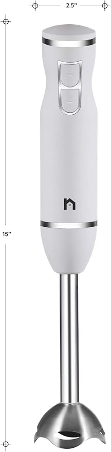 Immersion Hand Blender 2 Speed Stick Mixer with Stainless Steel Shaft & Blade, 300 Watts Easily Food, Mixes Sauces, Purees Soups, Smoothies, and Dips, Ivory