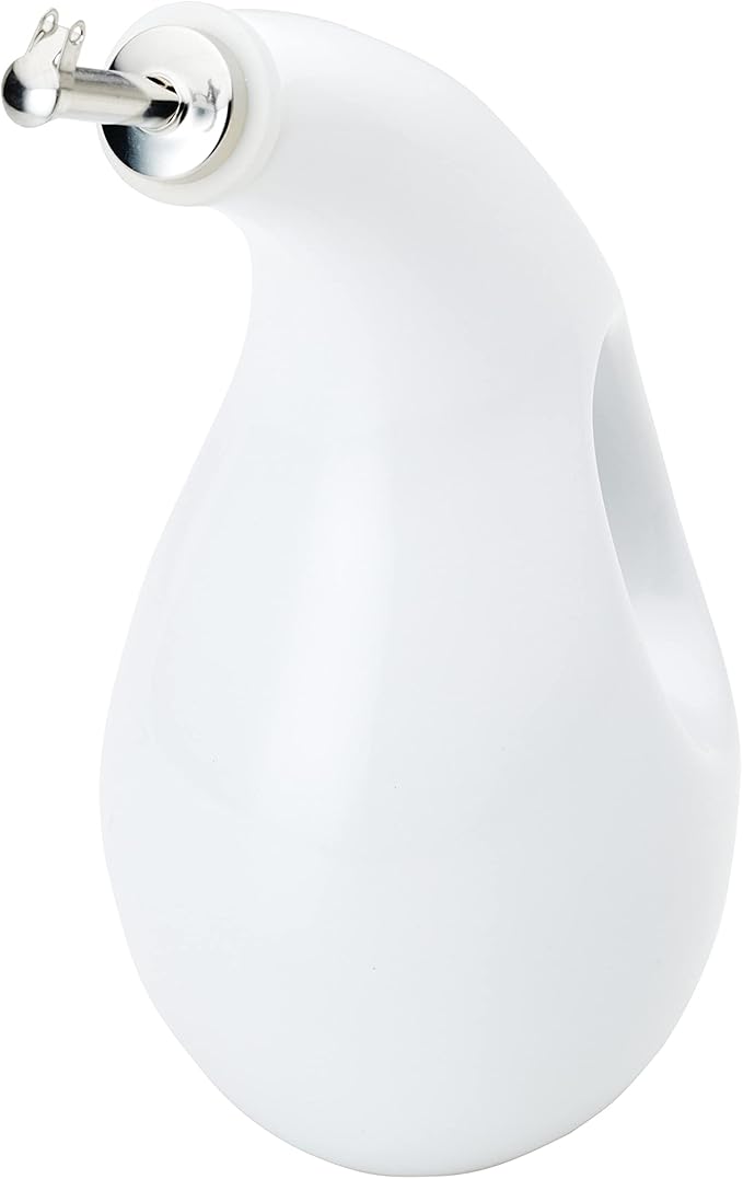 Rachael Ray Ceramic EVOO Oil and Vinegar Dispensing Bottle with Spout, 24 Ounce, White