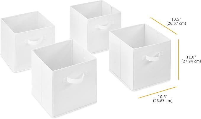 Whitmor Collapsible Cubes - 10.5 x 10.5 x 11 inches - White - Set of 4