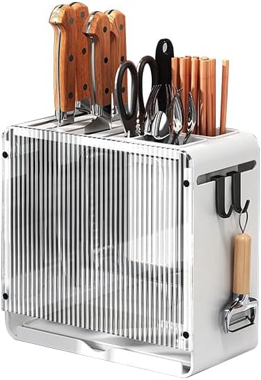 Knife Holder Organizer Stainless Steel Rack This multifunctional kitchen storage rack with Utensil (white) version:No cutting board rack