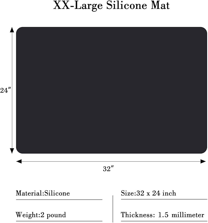 Gartful Silicone Mats for Countertop - 32"x 24"x0.06", Extra Large Multipurpose Mat, Counter Table Protector, Desk Saver Pad, Placemat Nonstick Nonskid Heat-Resistant Kitchen Pad, Black