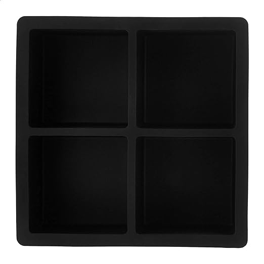 Amazon Basics Silicone Square Ice Cube Trays, Set of 2, Black, 4.25 x 4.25 x 1.77 in