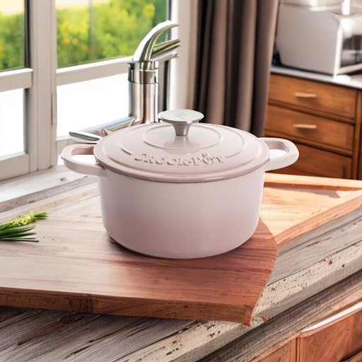 Crock-Pot Artisan Round Enameled Cast Iron Dutch Oven, 3-Quart, Blush Pink