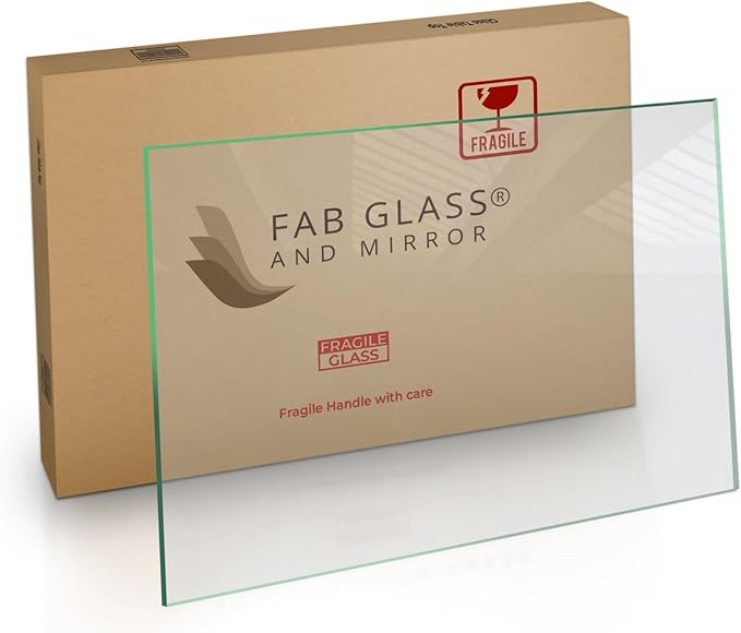 Fab Glass and Mirror Tempered Glass Table Top Custom Cut Rectangle 1/4" Thick Clear Furniture Protector with Flat Polish Edge Eased Corners for Coffee Dining Tables Desks