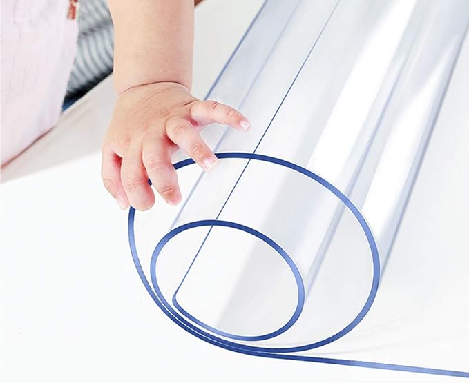 Table Protector Clear Plastic PVC Tablecloth Water Resistant Table Top Protector Wood Furniture Protective Thicken Crystal Desk Pad PVC Vinyl Dining Cover Easy Clean Wipeable Polyester Pad 44x56 in