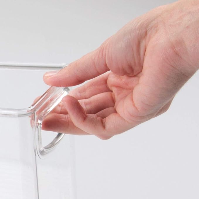 mDesign Plastic Kitchen Organizer - Storage Holder Bin with Handles for Pantry, Cupboard, Cabinet, Fridge/Freezer, Shelves, and Counter - Holds Canned Food, Snacks - Clear