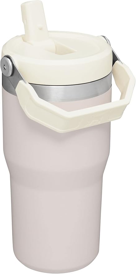 Stanley IceFlow Flip Straw Tumbler with Handle 20 oz | Twist On Lid and Flip Up Straw | Leak Resistant Water Bottle | Insulated Stainless Steel |BPA-Free | Rose Quartz