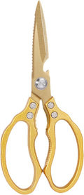 AWinjoy Japanese Gold Kitchen Scissors, Heavy Duty Stainless Steel, Multipurpose Cooking Shears, Dishwasher Safe
