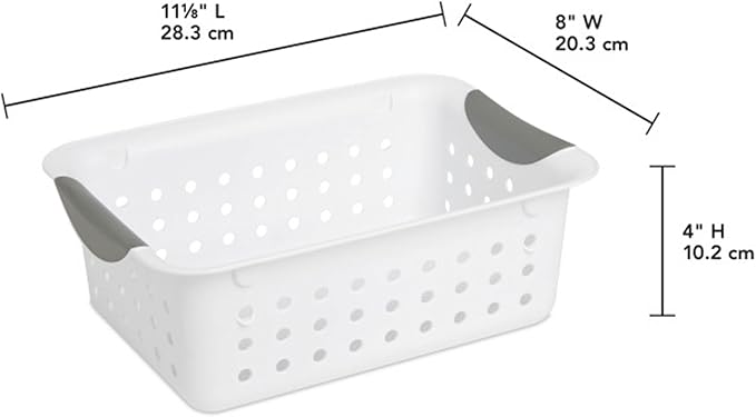 Sterilite 24-Pack Ultra Basket, Open Plastic Bins, Countertop, Cabinet and Closet Organizer, White, Small