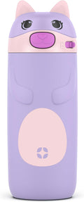 Ello Ellies 12oz Vacuum Insulated Stainless Steel Kids Water Bottle with Straw and Built-in Carrying Handle and Leak-Proof Locking Lid for School Backpack, Lunchbox and Outdoor Sports, Cat