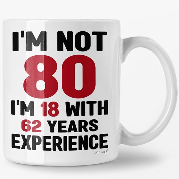 Vivulla68 80th Birthday Gifts for Men Women, 80 Year Old Birthday Gifts for Women Men, 1945 Bday Gift for Woman Man, Gift for 80 Year Old Woman, 80th Coffee Mug 11Oz, 1945 Cup for Grandpa Grandma