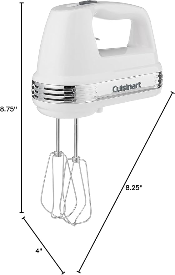 Cuisinart Power Advantage 5-Speed Hand Mixer, 220W-Motor Hand Blender Electric Mixer with 5 Speed Settings, Extra-Long Dishwasher-Safe Beaters, 60-Inch Swivel Cord, HM-50, White
