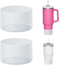 WUQID 2 Pack Bling Silicone Boot Compatible with Stanley Quencher Adventure 40oz & Stanley IceFlow 20oz 30oz, Reduces Dents Protective Silicone Water Bottle Bottom Cover Sleeve