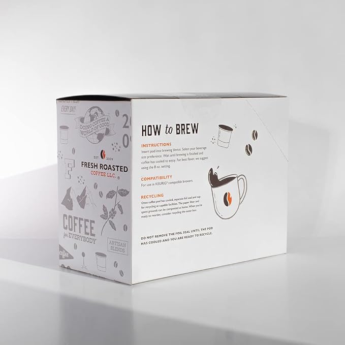 Fresh Roasted Coffee, Organic Sumatra | 100% Single Origin, USDA Organic, Kosher | Medium Roast K-Cup Compatible | 24 Pods