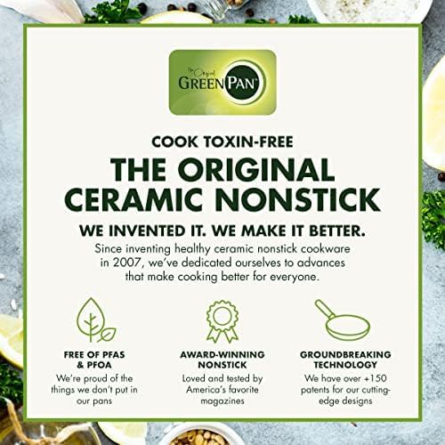 GreenPan Chatham Prime Midnight Hard Anodized Healthy Ceramic Nonstick, 10" and 12" Frying Pan Skillet Set, PFAS-Free, Dishwasher Safe, Oven Safe, Black