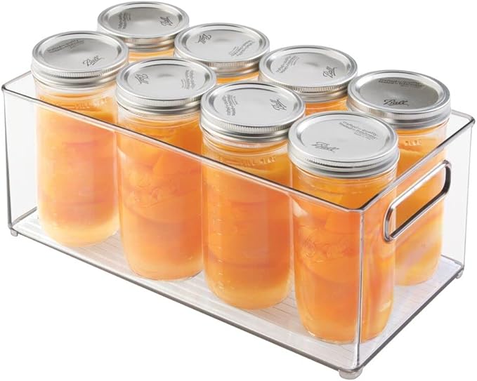 mDesign Deep Plastic Kitchen Storage Organizer Container Bin for Pantry, Cabinet, Cupboard, Shelves, Fridge, or Freezer - Holds Dry Goods, Sauces, Condiments, Drinks, Clear