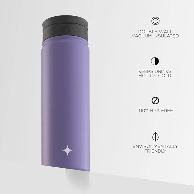 JoyJolt Triple Insulated Water Bottle with Straw Lid AND Flip Lid! 22oz Water Bottle, 12 Hour Hot/Cold Vacuum Insulated Stainless Steel Water Bottle. BPA-Free Leakproof Water Bottles - Thermos Bottle