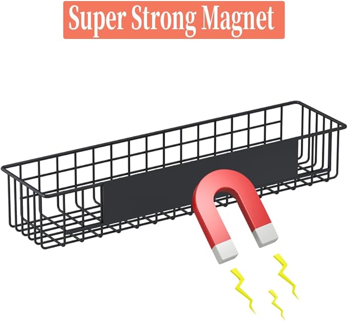 2PCS Magnetic Storage Baskets for Refrigerator, Strongly Magnet Spice Rack, Fridge Storage Shelf, Great for Kitchen and Pantry