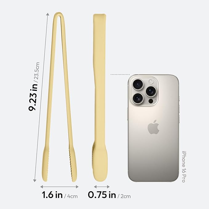 carrotez Silicone Cooking Kitchen Tongs, Anti-Slip,Non-Scratch Serving Tongs 9.25 Inches - Yellow Butter