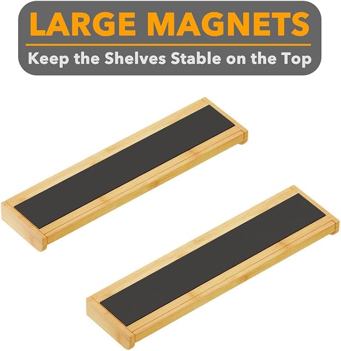 SpaceAid 30" Wide Kitchen Shelf Organizer for Stove, Magnetic Bamboo Spices Shelf for Home Stove Kitchen Storage Organization (Fit for Flat Top Only)