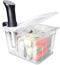 Everie Sous Vide Container 12 Quarts with Universal Collapsible Hinged Lid, Compatible with Anova All Models, Breville Joule, Wancle, Instant Pot Cookers (Container with Plastic Lid and Rack)