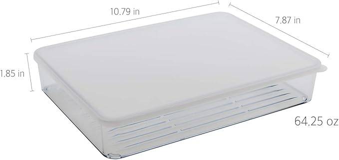 Silicook Flat Plastic Box for Kitchen for Kitchen&Refrigerator Organization, Transparent Food Storage Container for Kitchen, Fridge, Freezer (5 x 600ml)