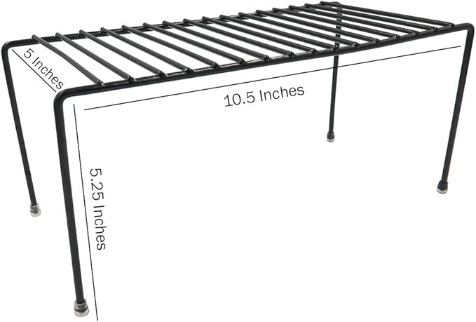 Evelots Kitchen Cabinet Wire Shelf Organizer/Rack - 6 Pack Sturdy Metal Shelf Risers - Double Your Counter Space - Great for Kitchen, Freezer, Pantry and Bathroom - Rustproof - Black