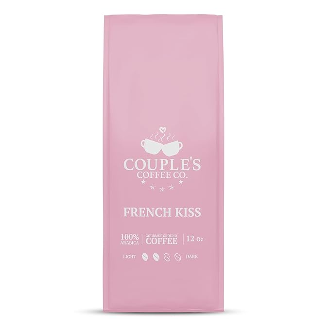 Couple’s Coffee Flavored Ground Coffee | French Vanilla Flavored Coffee | Gives Back to Military Families | French Kiss | Made with 100% Arabica Beans | 12oz