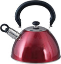 Mr. Coffee Morbern 1.8 Quart Stainless Steel Whistling Tea Kettle, Red