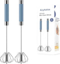 2 Pack Semi Automatic Whisk, Stainless Steel Mini Hand Push Whisks for Cooking, Easy to Use Egg Beater Tool for Cooking, Whisking, Beating, Stirring