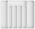 Kitsure Cutlery Drawer Organiser for Kitchen - Adjustable Cutlery Tray for Effortless Utensil Sorting, Versatile Kitchen Storage & Organisation Solution, 12.13" x 1.54" x 8.07"~13.90", White