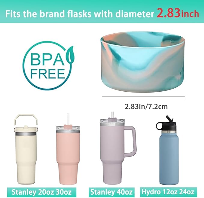 WK IEASON 2 Pcs Tumbler Bottom Protector Boot for Stanley Quencher Adventure 40oz & Stanley IceFlow 20oz 30oz, Stealth Landing-2.83inch Bottom Diameter