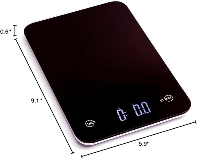 Ozeri Touch Professional Digital Kitchen Scale (12 lbs Edition), Tempered Glass in Elegant Black