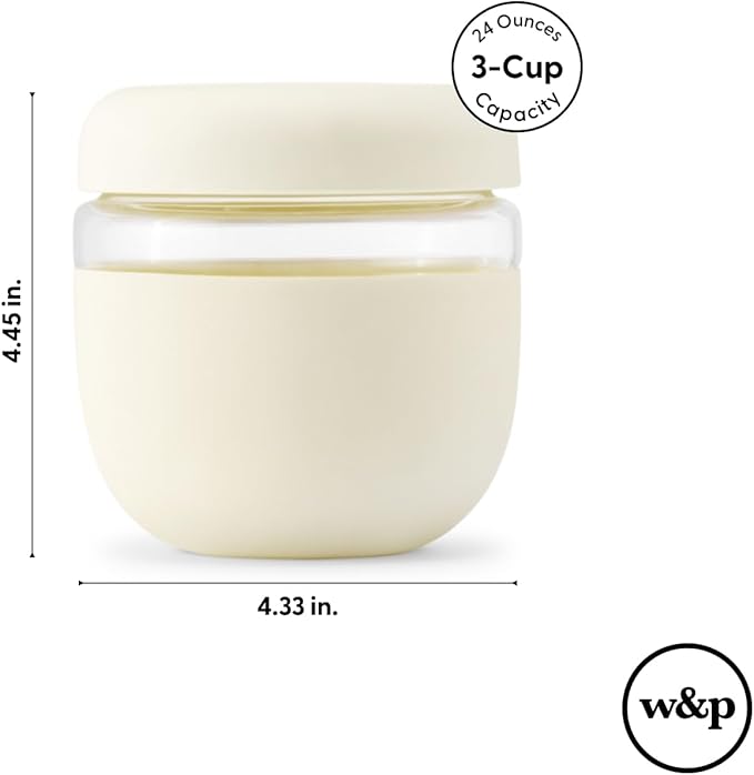 W&P Porter Seal Tight Glass Food Storage Container with Lid, Terrazzo Charcoal 24oz, Leak & Spill Proof Meal Prep Container, Microwave & Dishwasher Safe, Borosilicate Glass